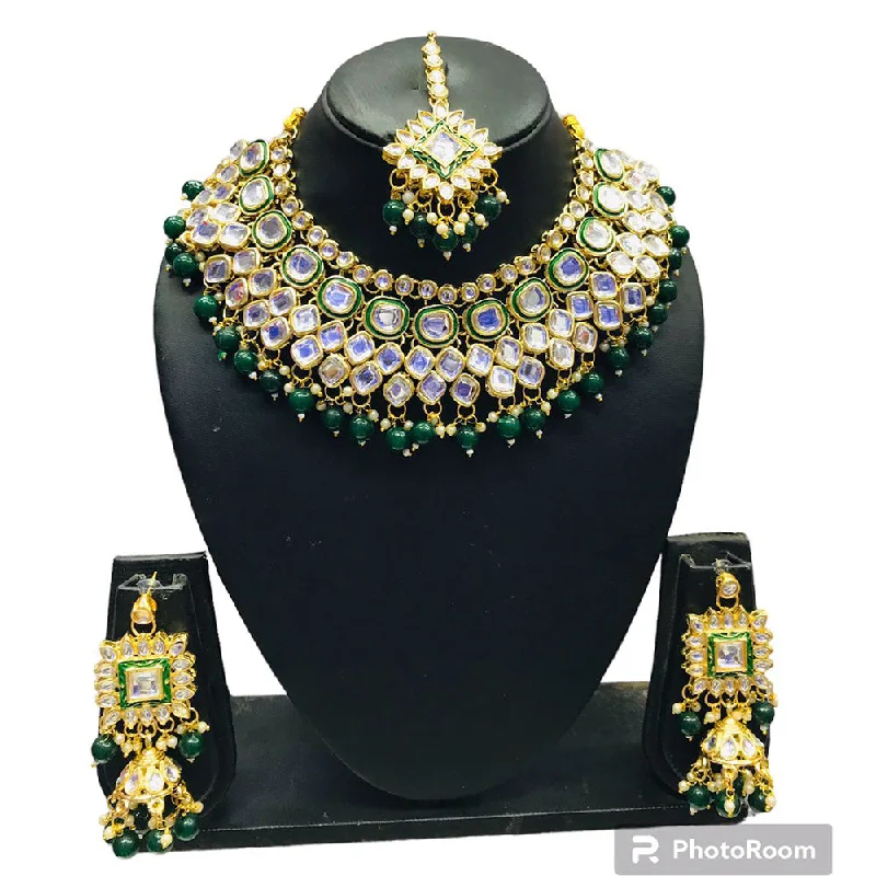 birthstone ring necklaces for women-Manisha Jewellery Gold Plated Kundan Stone Necklace Set