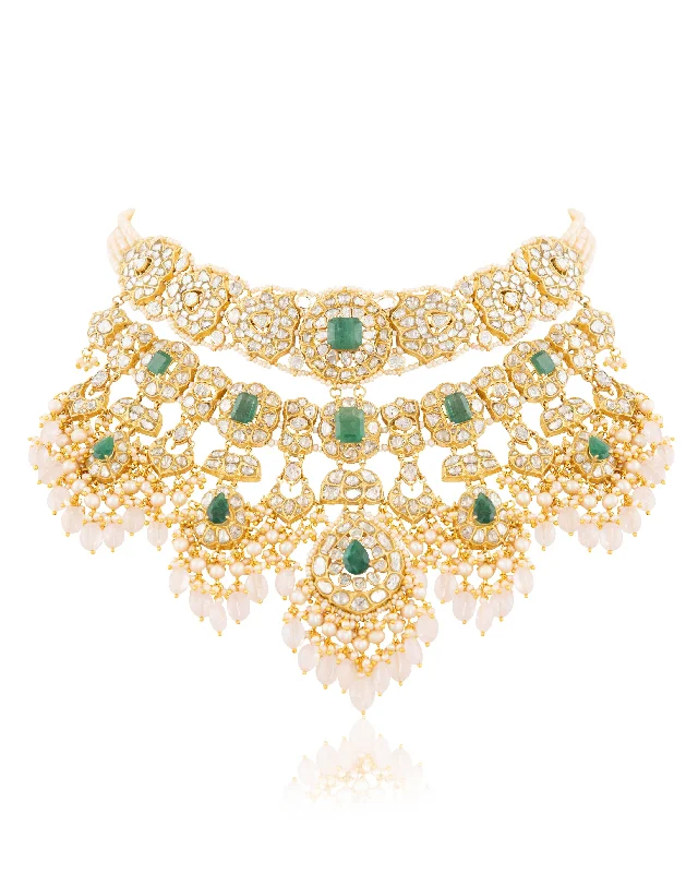 diamond and gold ring necklaces for women-Naaz Polki Necklace