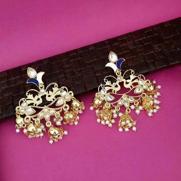 luxury hoop earrings for women-Kriaa Gold Plated Kundan Dangler Jhumki Earrings - 1316324D