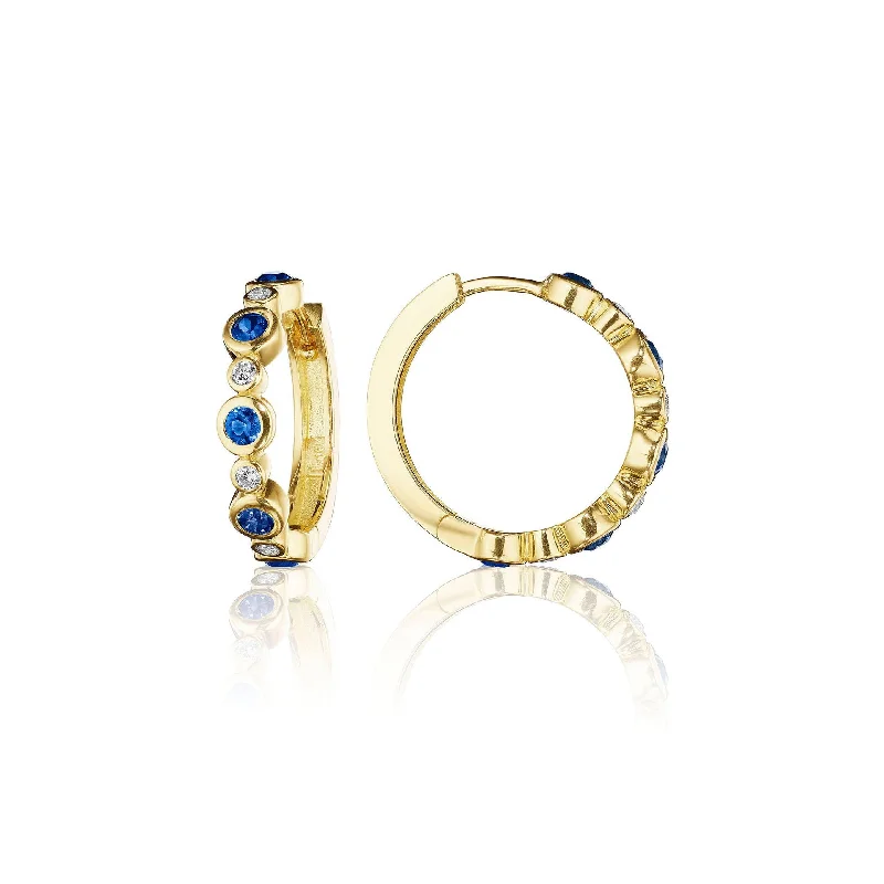 luxury earrings for women-Blue Sapphire Aura Hoop Earrings