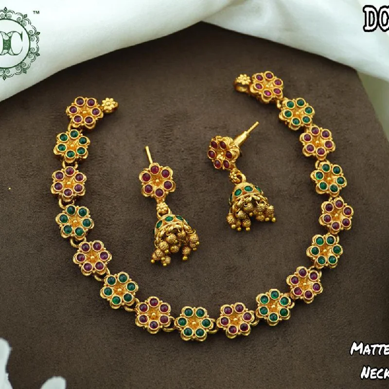 gemstone ring necklaces for women-Diksha Collection Gold Plated Pota Necklace Set