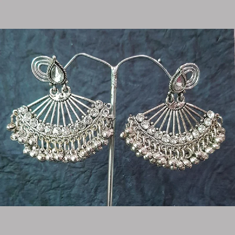 flower earrings for women-Shreeji Silver Plated Crystal Stone Dangler Earrings