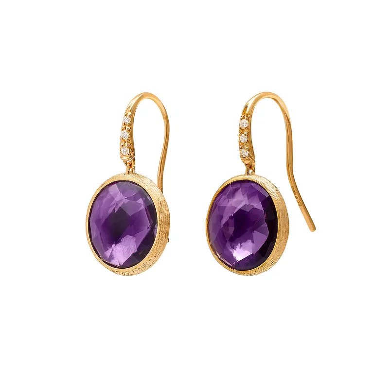 heart stud earrings for women-Amethyst Drop Earrings with Diamonds