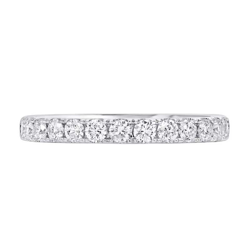 floral engagement rings for women-CLASSIC WHITE GOLD WEDDING BAND WITH ROUND DIAMONDS, 1.00 CT TW