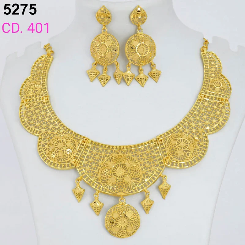 adjustable gold ring necklaces for women-MR Jewellery Forming Gold Plated Necklace Set