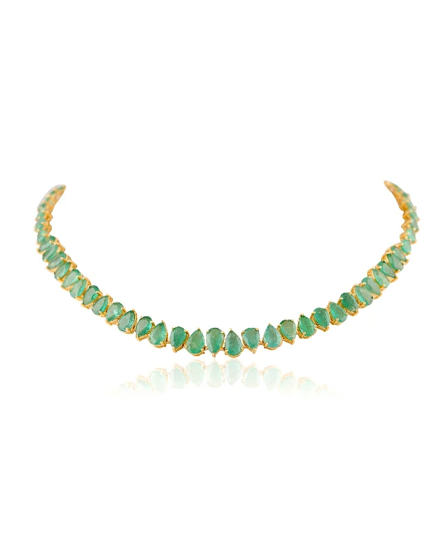 crystal ring necklaces for women-Sanskruti Emerald Necklace