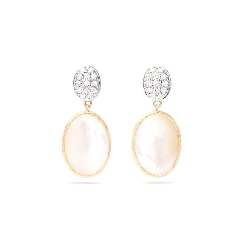 pearl drop earrings for women-Siviglia Mother of Pearl & Diamond Drop Earrings