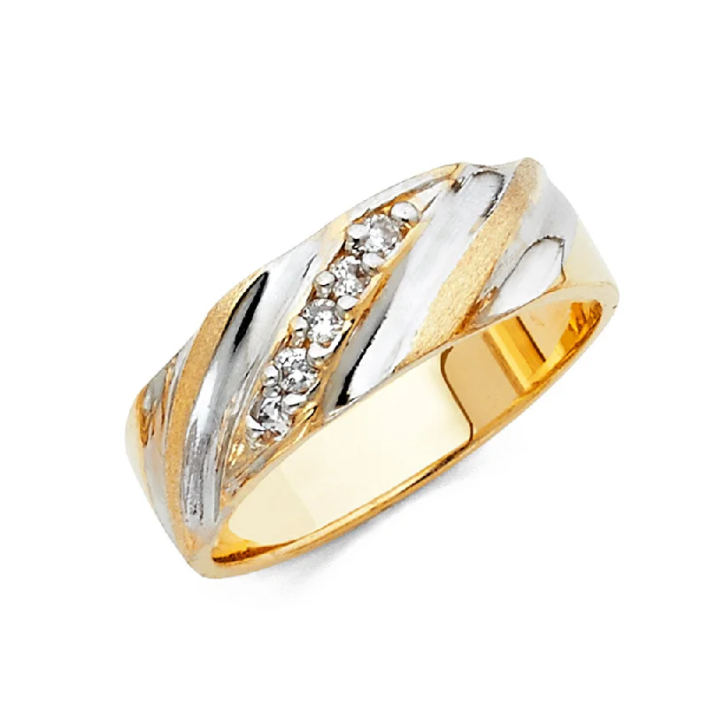 contemporary engagement rings for women-14K CZ MENS WEDDING BAND