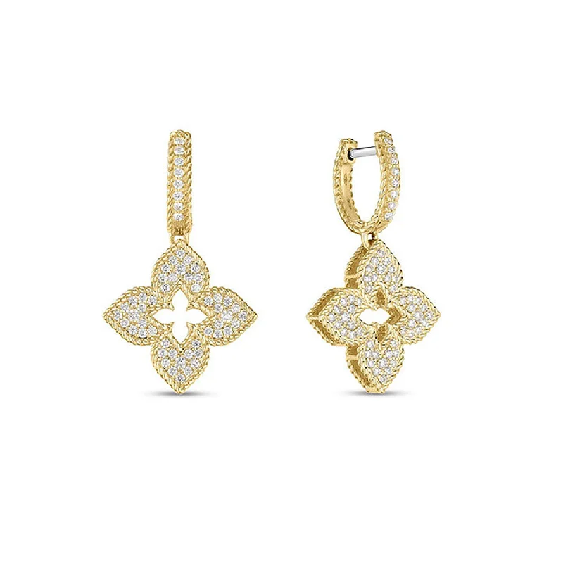 twisted earrings for women-Venetian Princess Collection 18K Gold Diamond Earrings