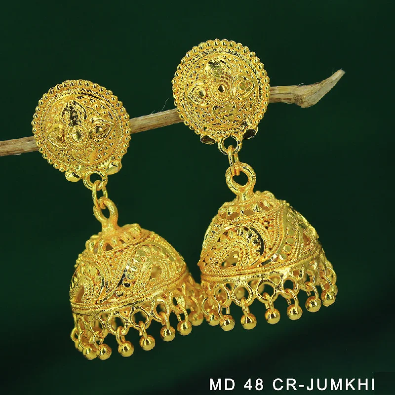 barbell earrings for women-Mahavir Dye Gold Jhumki Earrings