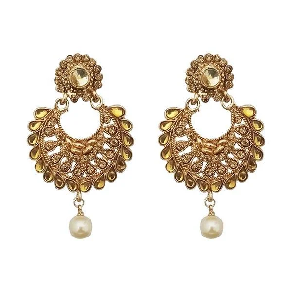 minimalist hoop earrings for women-Kriaa Gold Plated Austrian Stone Pearl Dangler Earrings - 1309622