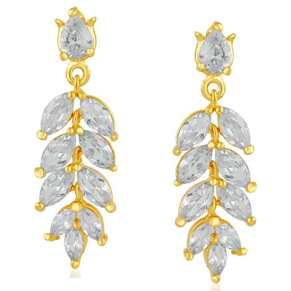 gold-plated earrings for women-Suhagan Gold Plated AD Stone Dangler Earrings - FBE0013