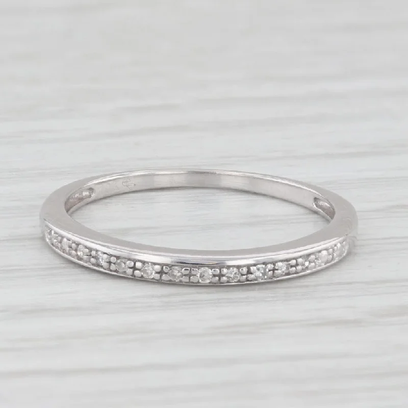 modern engagement rings for women-Diamond Wedding Band 10k White Gold Size 6 stackable Ring