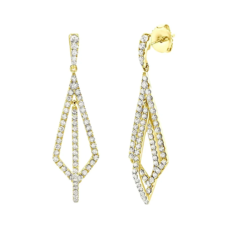 luxury hoop earrings for women-Geometric Dangle Earrings with Diamonds