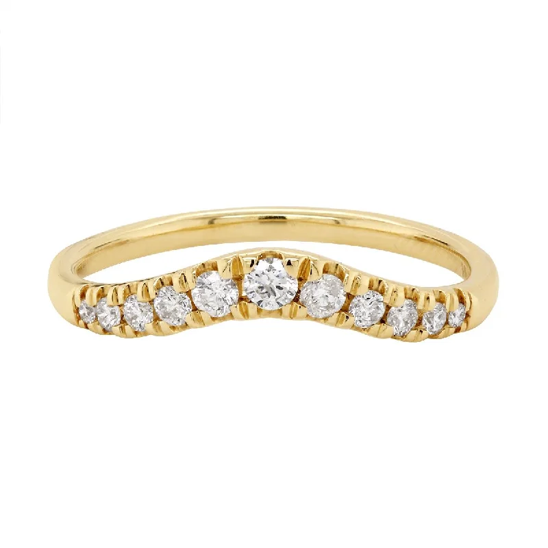 cushion halo engagement rings for women-YELLOW GOLD CURVED WEDDING BAND WITH DIAMONDS, .25 CT TW