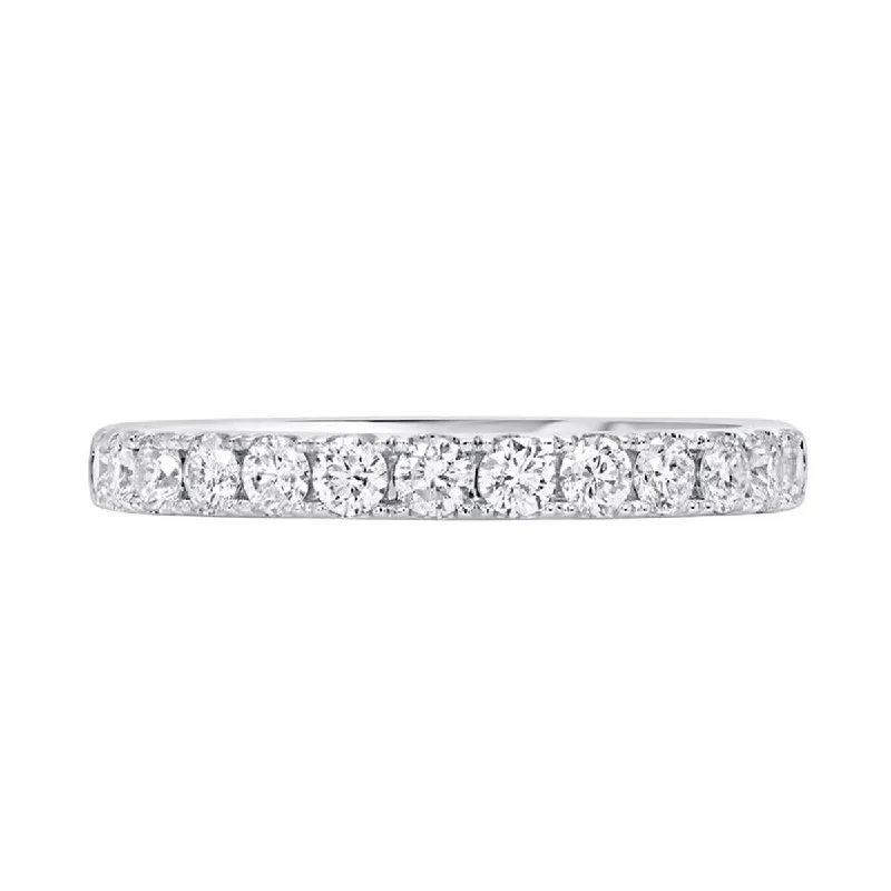 twist engagement rings for women-CLASSIC WHITE GOLD WEDDING BAND WITH ROUND DIAMONDS, .50 CT TW