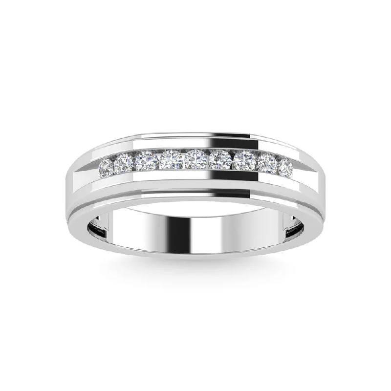 wedding set engagement rings for women-Diamond 1/4 Ct.Tw.Mens Wedding Band in 10K White Gold