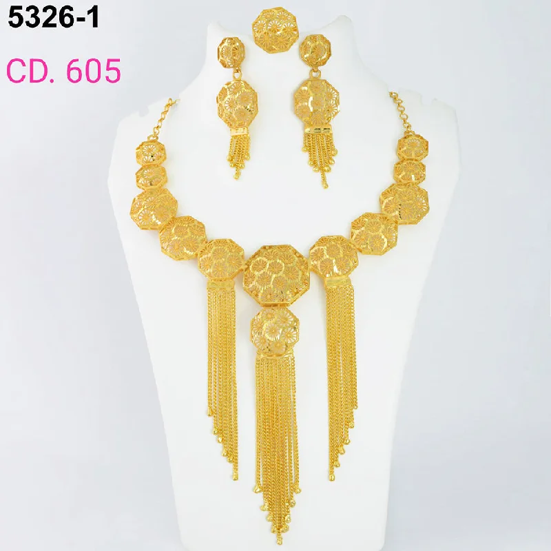 pendant and ring necklaces for women-MR Jewellery Forming Gold Plated Necklace Set