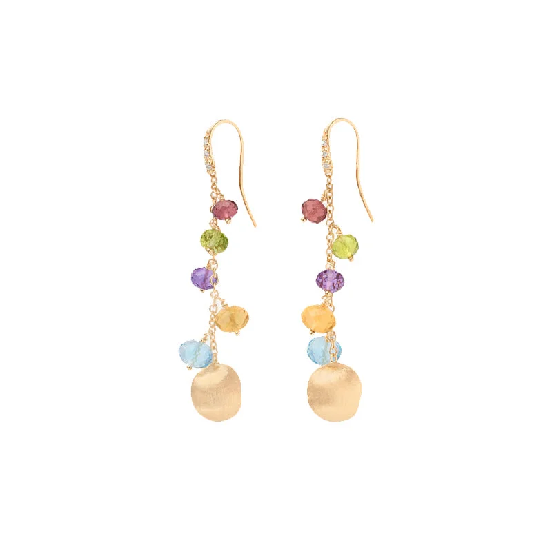 rose gold earrings for women-Mixed Gemstone Long Drop Africa Earrings