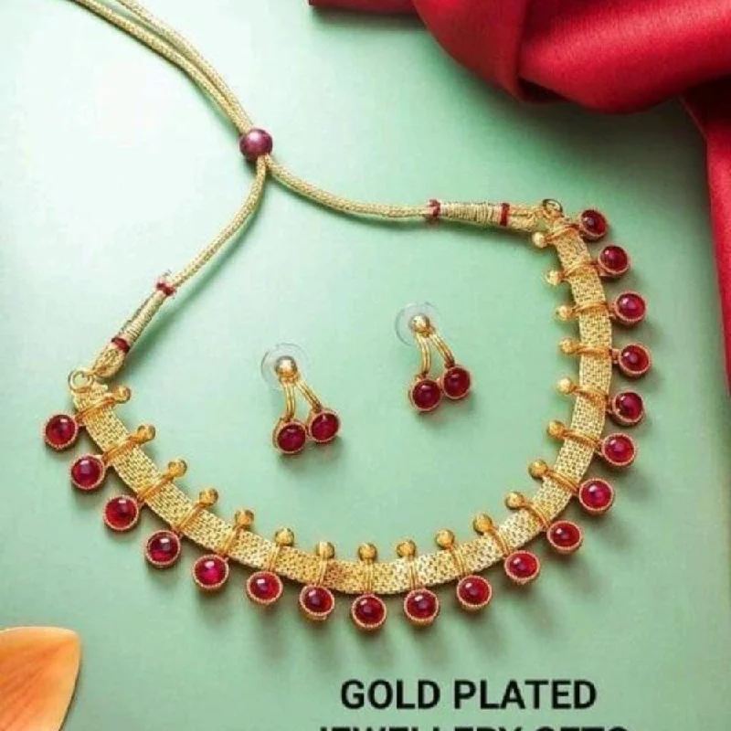 elegant diamond ring necklaces for women-Lucentarts Jewellery Gold Plated Necklace Set