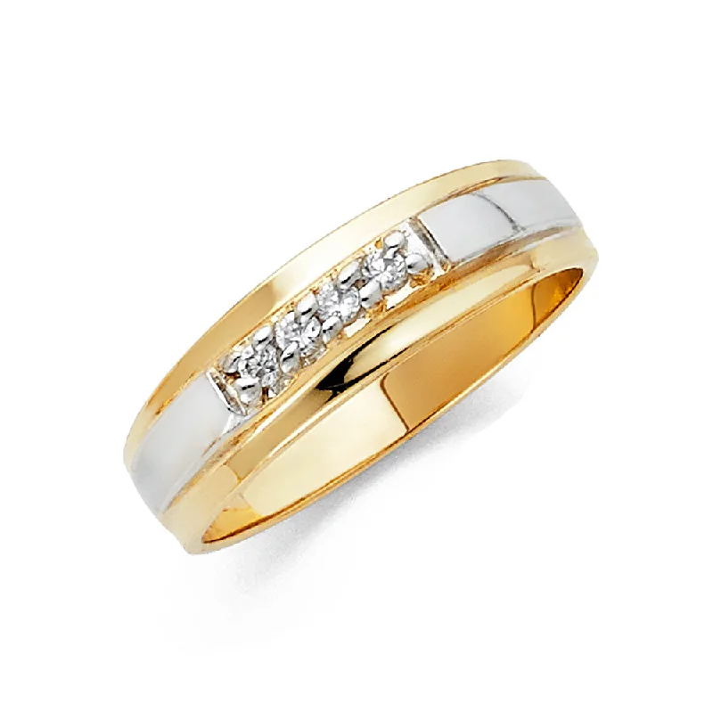 affordable engagement rings for women-14K MENS WEDDING BAND CZ