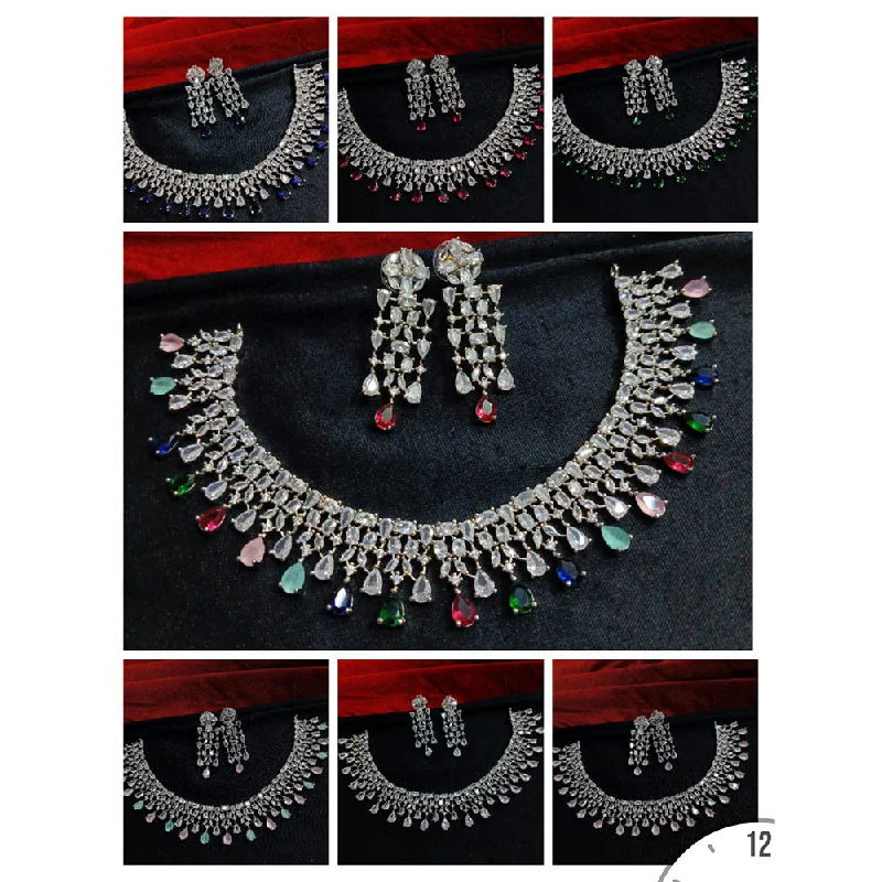 elegant diamond ring necklaces for women-Manisha Jewellery AD Stone Necklace Set