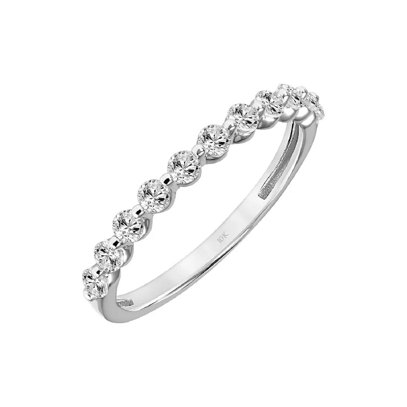 affordable engagement rings for women-2.2mm Lab Grown White Sapphire Wedding Band in 10k White Gold