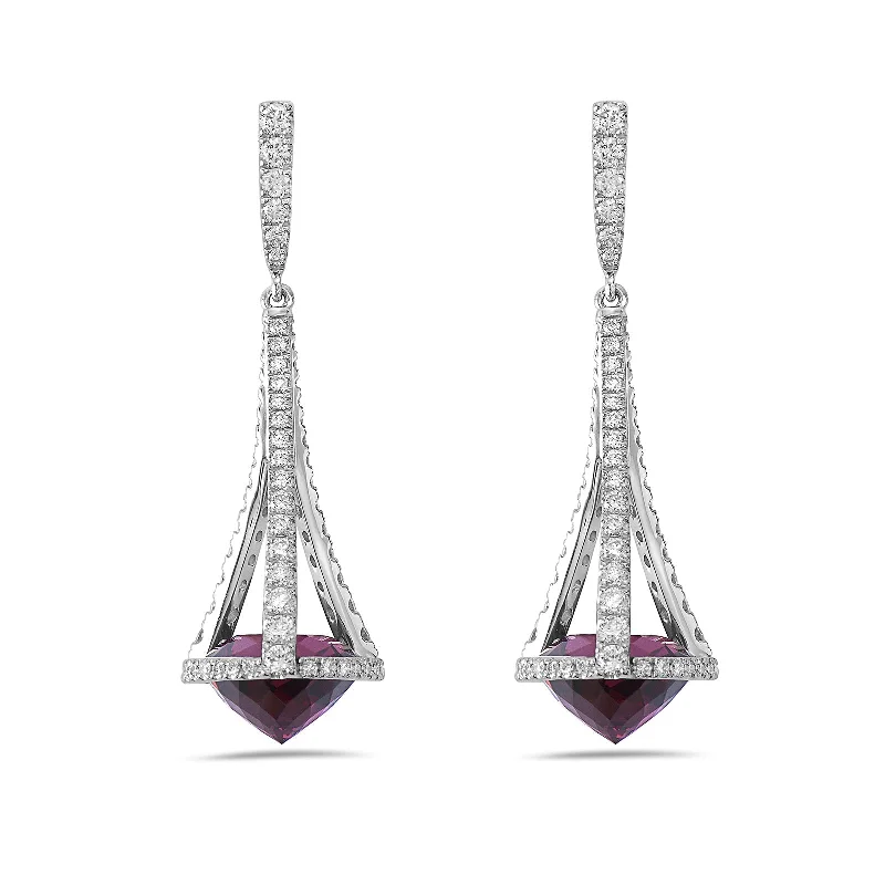 bold earrings for women-Garnet & Diamond Pastel Chandelier Drop Earrings