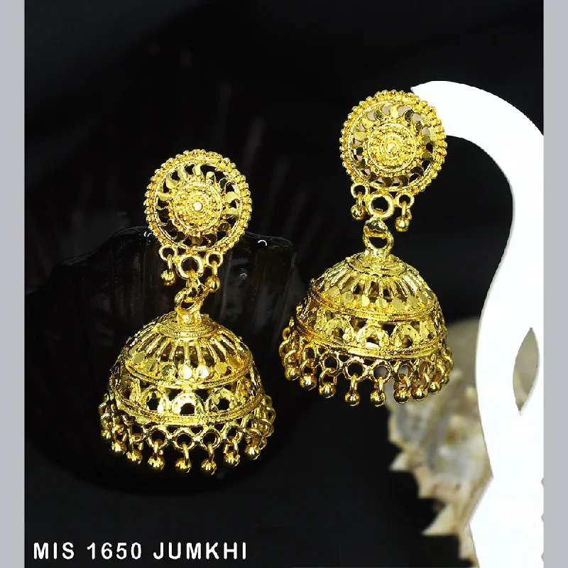 contemporary earrings for women-Mahavir Dye Gold Jhumki Earrings