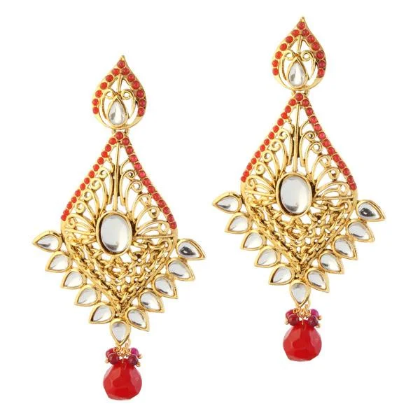 silver hoop earrings for women-Kriaa Gold Plated Kundan Dangler Earrings - 1305035