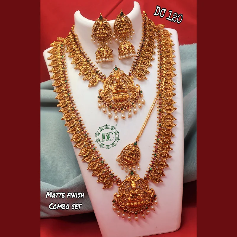 adjustable ring and pendant necklaces for women-Diksha Collection Gold Plated Long & Short Necklace Set