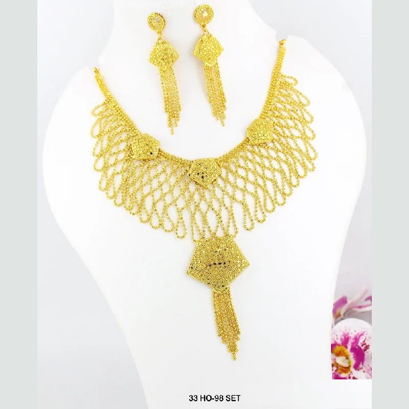 braided ring necklaces for women-Mahavir Forming Gold Plated Necklace Set