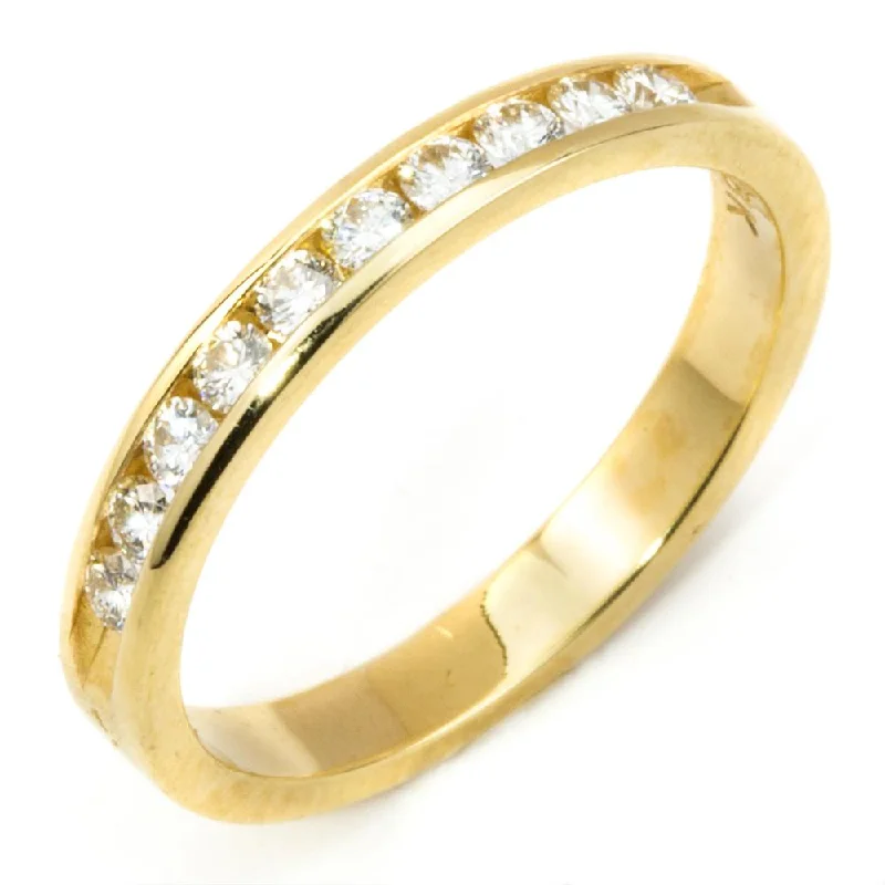 affordable engagement rings for women-18k Yellow Gold Channel Set Wedding Band with .31ct Round Diamonds