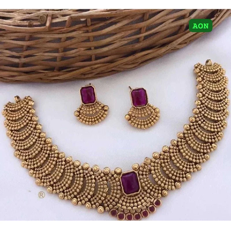 floral ring necklaces for women-Lucentarts Jewellery Gold Plated Necklace Set