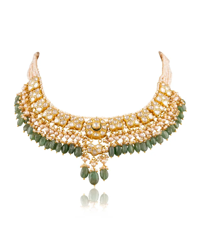 designer ring and chain necklaces for women-Tanmayi Polki Necklace