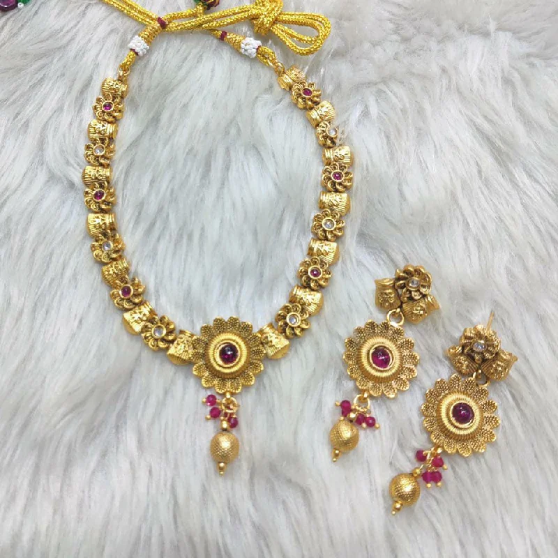 vintage ring charm necklaces for women-Manisha Jewellery Gold Plated Necklace Set