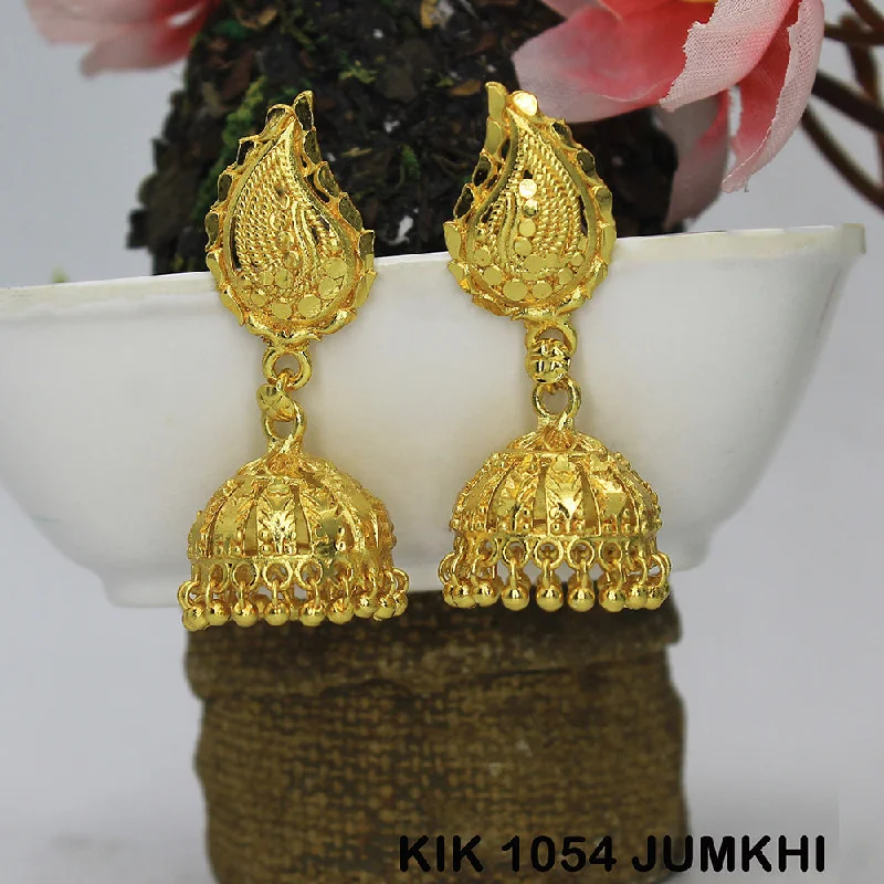 solid gold earrings for women-Mahavir Dye Gold Jhumki Earrings