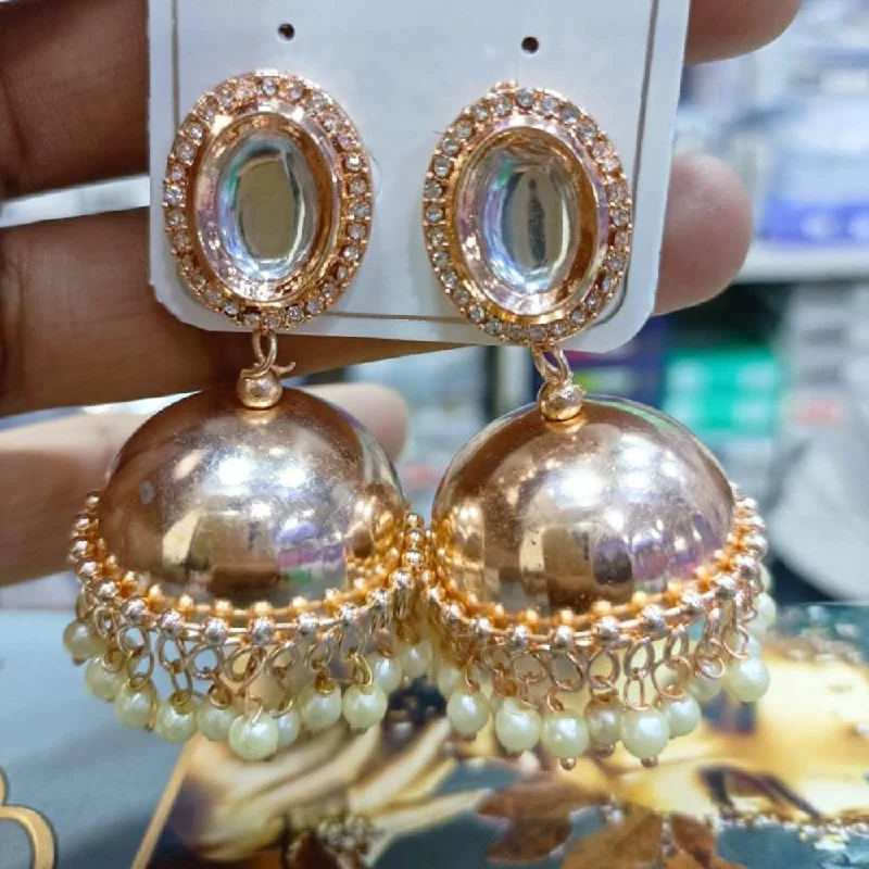 circle earrings for women-Manisha Jewellery Rose Gold Plated Crystal Stone Jhumki Earrings