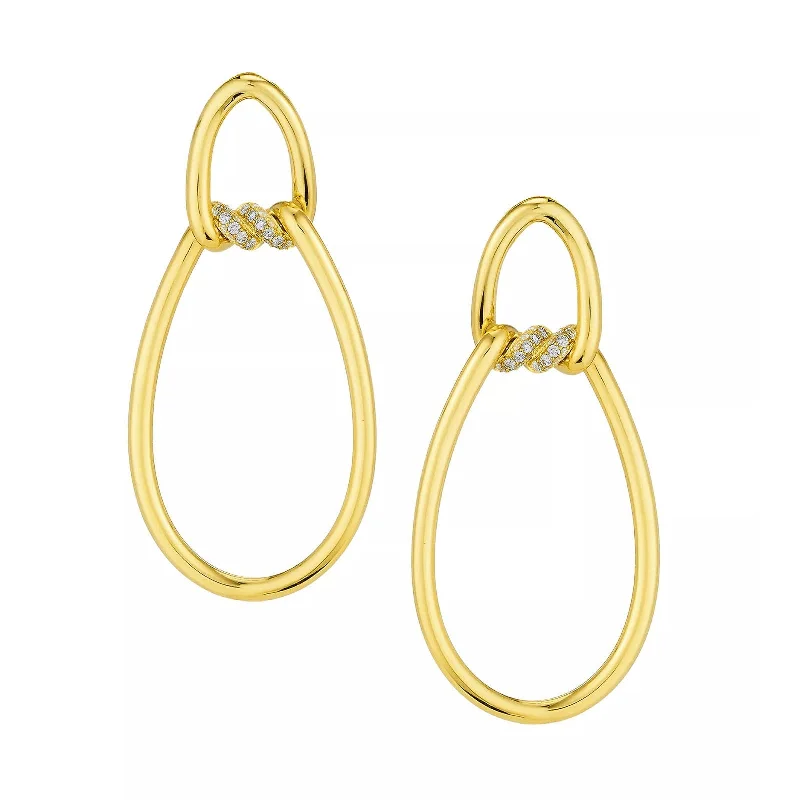 gold drop earrings for women-Cialoma Knot Link Earrings with Accent Diamonds