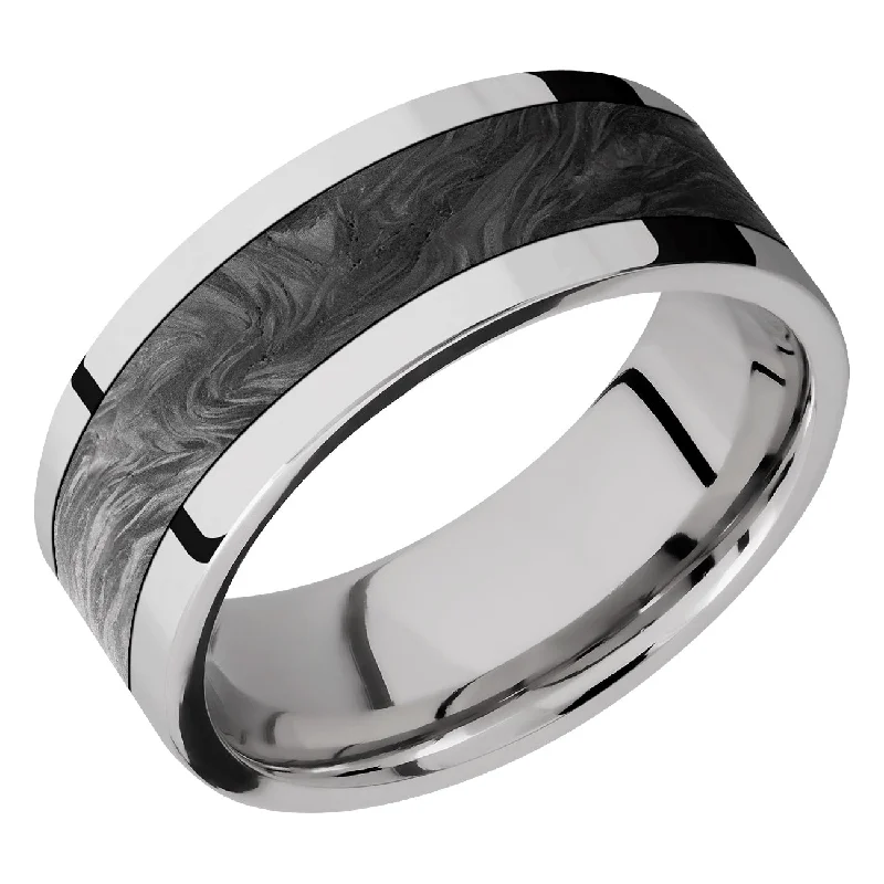 unique solitaire engagement rings for women-Lashbrook 8MM Cobalt Chrome Wedding Band with Forged Carbon Fiber