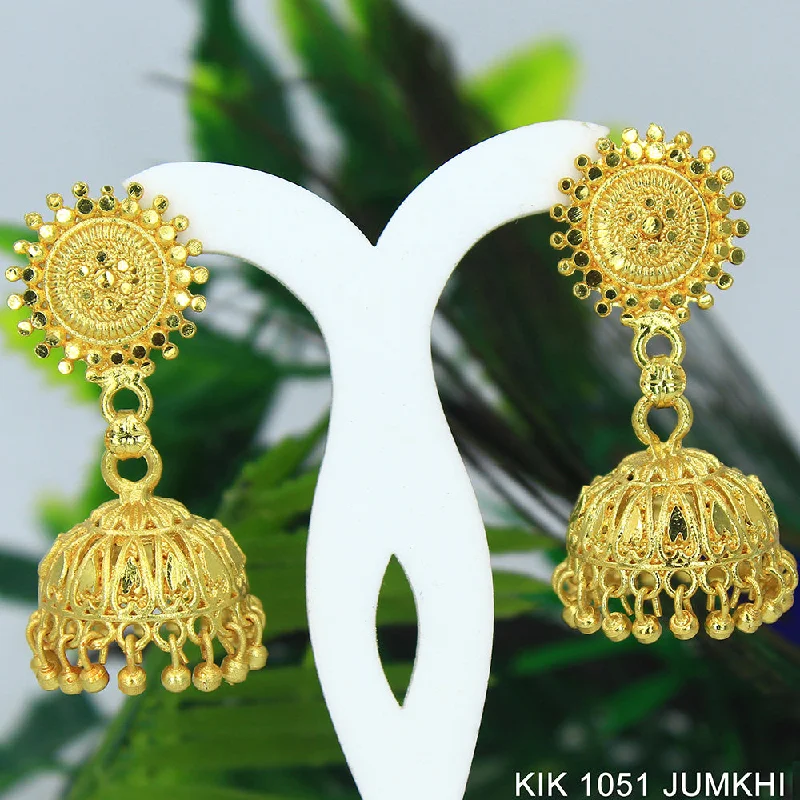 silver hoop earrings for women-Mahavir Dye Gold Jhumki Earrings