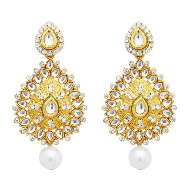 dangly earrings for women-Jheel Kundan Gold Plated Austrian Stone Dangler Earrings - 2900227B