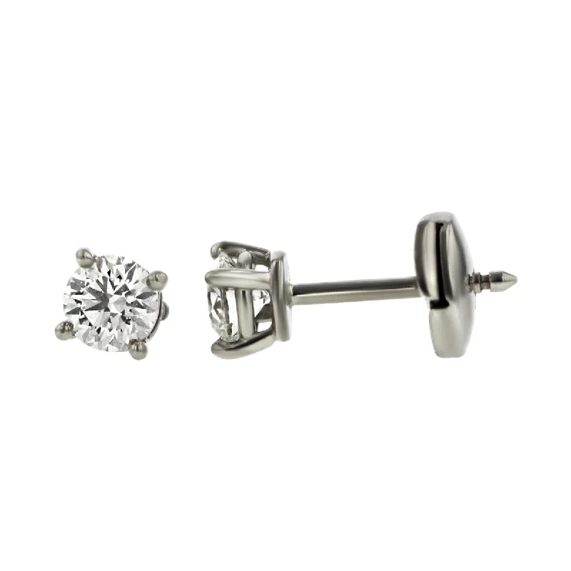 cuff earrings for women-Tiffany & Co. Platinum Diamond Stud Earrings