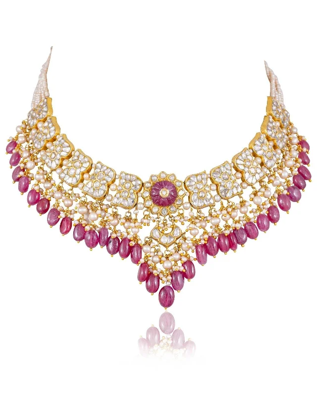 chunky ring necklaces for women-Shivakshi Polki Necklace