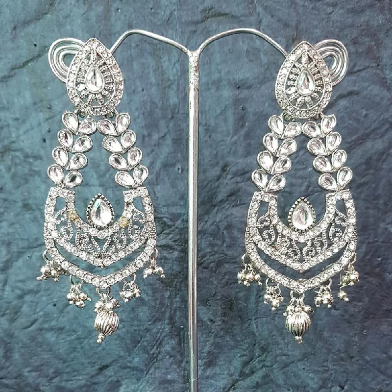 big hoop earrings for women-Shreeji Silver Plated Crystal Stone Dangler Earrings