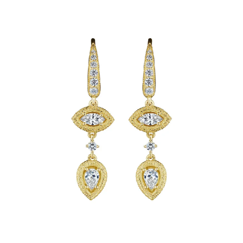 silver earrings for women-Diamond Drop Earrings