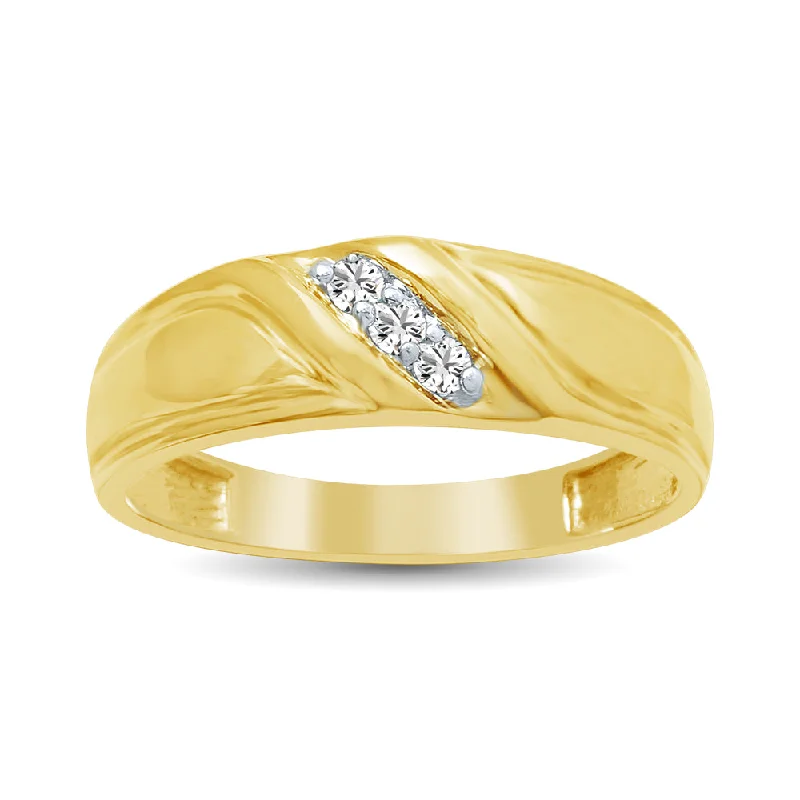 vintage engagement rings for women-Diamond Mens Wedding Band 1/20 ct tw Round-cut 10K Yellow Gold