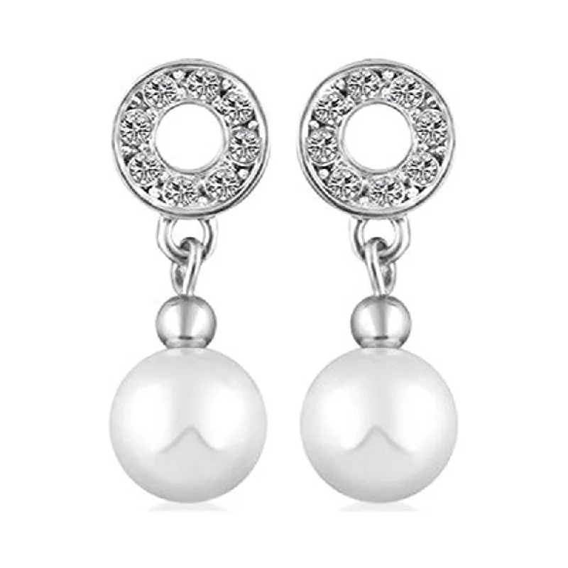 luxury diamond earrings for women-Mahi Mesmerising Pearl Drop Earrings