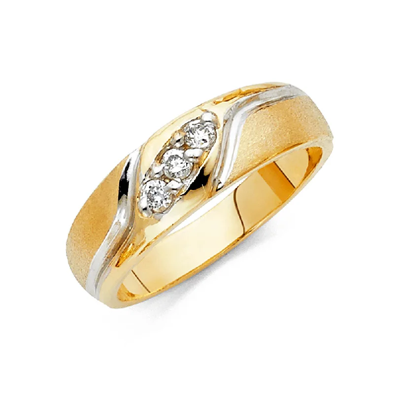 antique engagement rings for women-14K MENS WEDDING BAND CZ