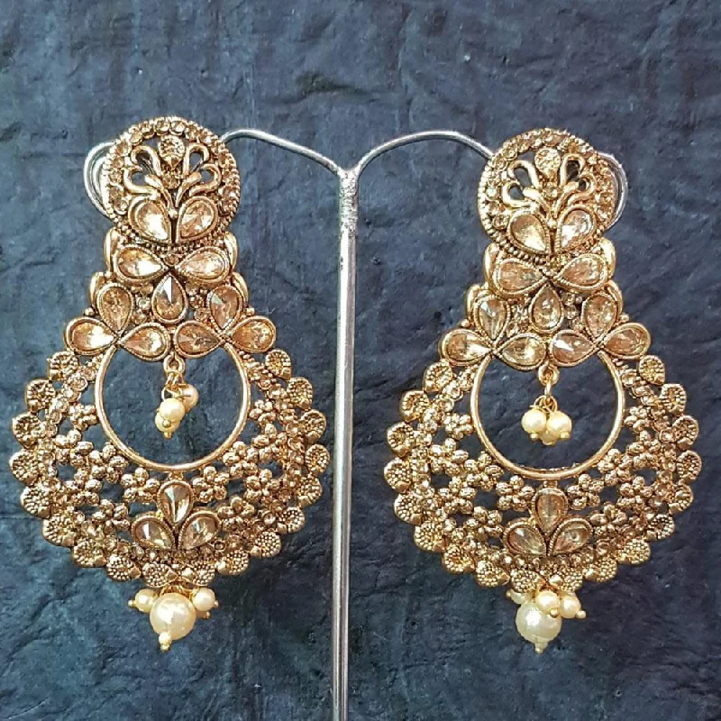 clip-on earrings for women-Shreeji Gold Plated Crystal Stone Dangler Earrings